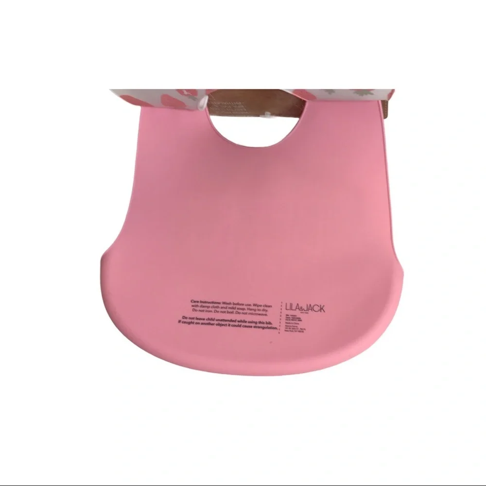 NWT Lila & Jack 2 Pack Silicone Bibs, Pink/White